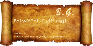 Bolvári Györgyi névjegykártya